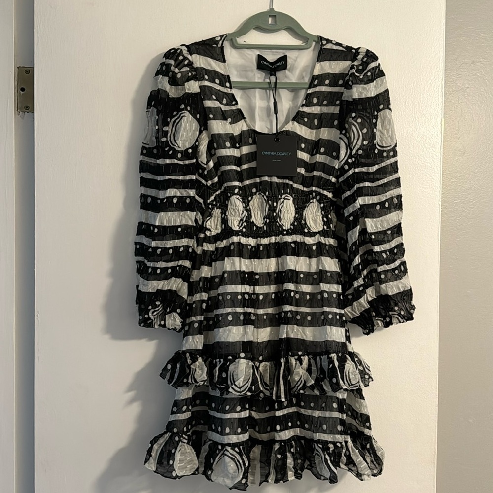 Cynthia Rowley, black and cream dress